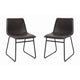 Gray LeatherSoft/Black Frame |#| 18 Inch Indoor Dining Table Chairs, Dark Gray LeatherSoft/Black Frame-Set of 2