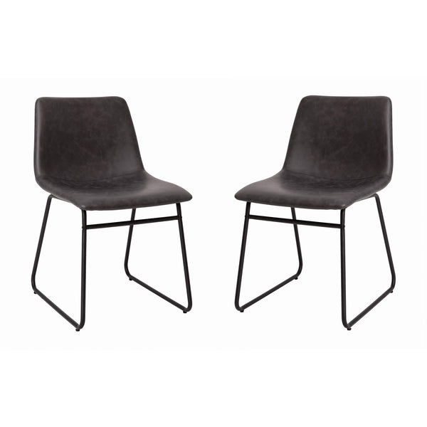 Gray LeatherSoft/Black Frame |#| 18 Inch Indoor Dining Table Chairs, Dark Gray LeatherSoft/Black Frame-Set of 2