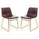 Dark Brown LeatherSoft/Gold Frame |#| 18 Inch Indoor Dining Table Chairs, Dark Brown LeatherSoft/Gold Frame-Set of 2