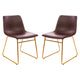 Dark Brown LeatherSoft/Gold Frame |#| 18 Inch Indoor Dining Table Chairs, Dark Brown LeatherSoft/Gold Frame-Set of 2