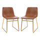 Light Brown LeatherSoft/Gold Frame |#| 18 Inch Indoor Dining Table Chairs, Light Brown LeatherSoft/Gold Frame-Set of 2