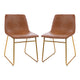 Light Brown LeatherSoft/Gold Frame |#| 18 Inch Indoor Dining Table Chairs, Light Brown LeatherSoft/Gold Frame-Set of 2