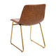 Light Brown LeatherSoft/Gold Frame |#| 18 Inch Indoor Dining Table Chairs, Light Brown LeatherSoft/Gold Frame-Set of 2