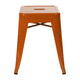 Orange |#| 18 Inch Table Height Indoor Stackable Metal Dining Stool in Orange-Set of 4