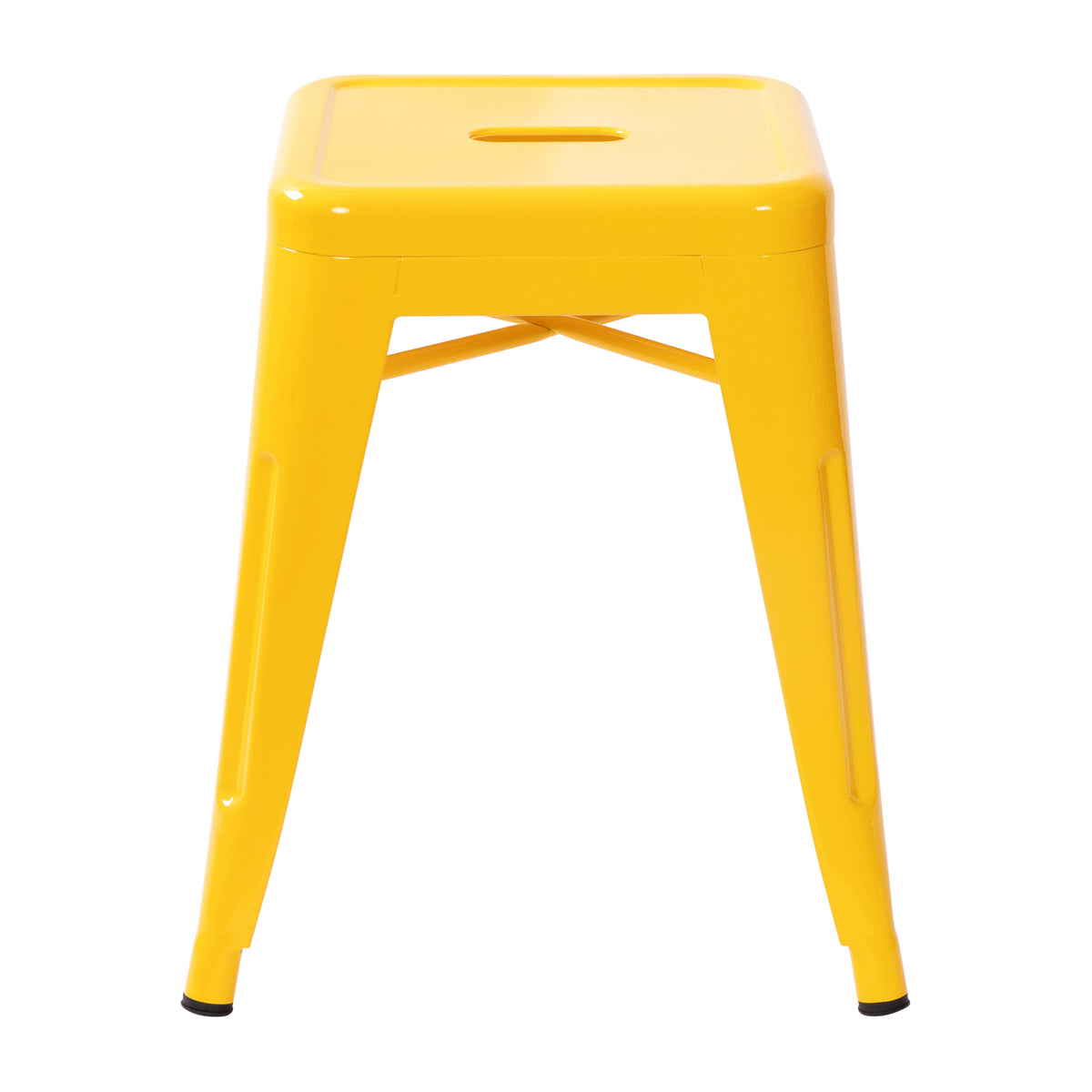 Yellow |#| 18 Inch Table Height Indoor Stackable Metal Dining Stool in Yellow-Set of 4