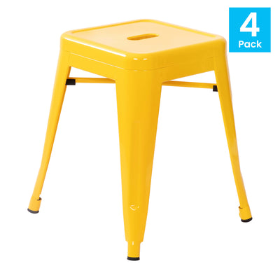 18 Inch Table Height Indoor Stackable Metal Dining Stool-Set of 4 - View 2