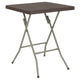 1.95-Foot Square Brown Rattan Plastic Folding Table - Outdoor Event Table