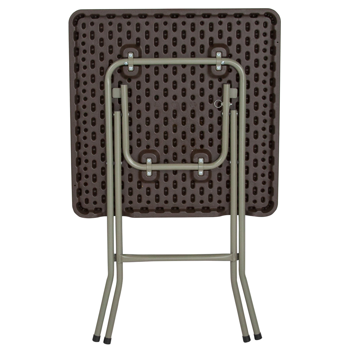 1.95-Foot Square Brown Rattan Plastic Folding Table - Outdoor Event Table