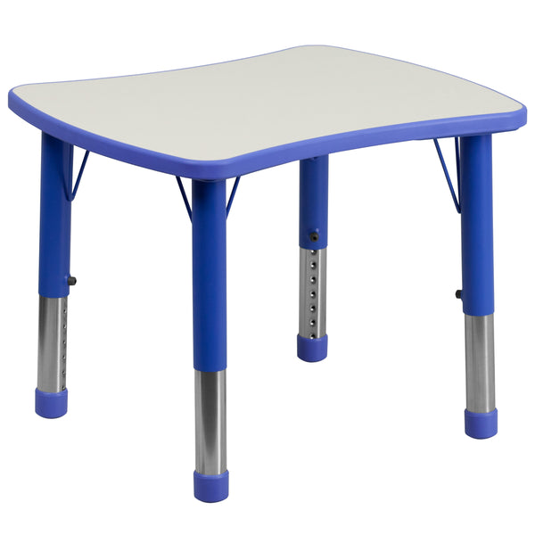 Blue |#| 21.875inchW x 26.625inchL Rectangular Blue Plastic Activity Table with Grey Top