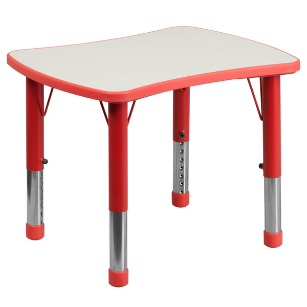 Red |#| 21.875inchW x 26.625inchL Rectangular Red Plastic Activity Table with Grey Top