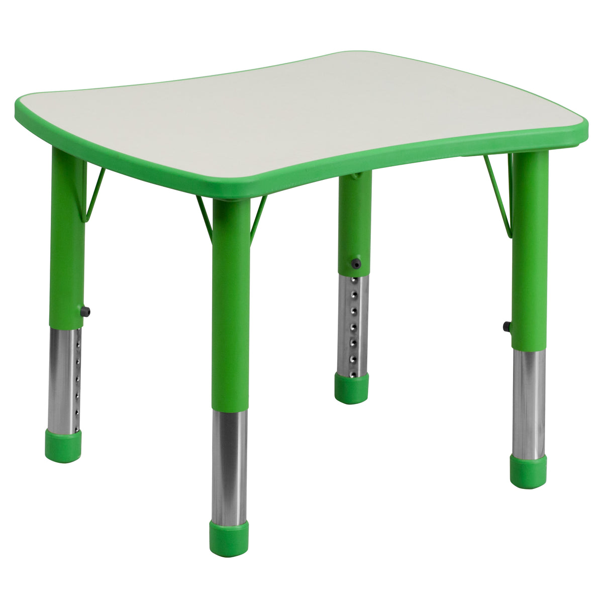 Green |#| 21.875inchW x 26.625inchL Rectangular Green Plastic Activity Table with Grey Top