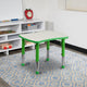Green |#| 21.875inchW x 26.625inchL Rectangular Green Plastic Activity Table with Grey Top