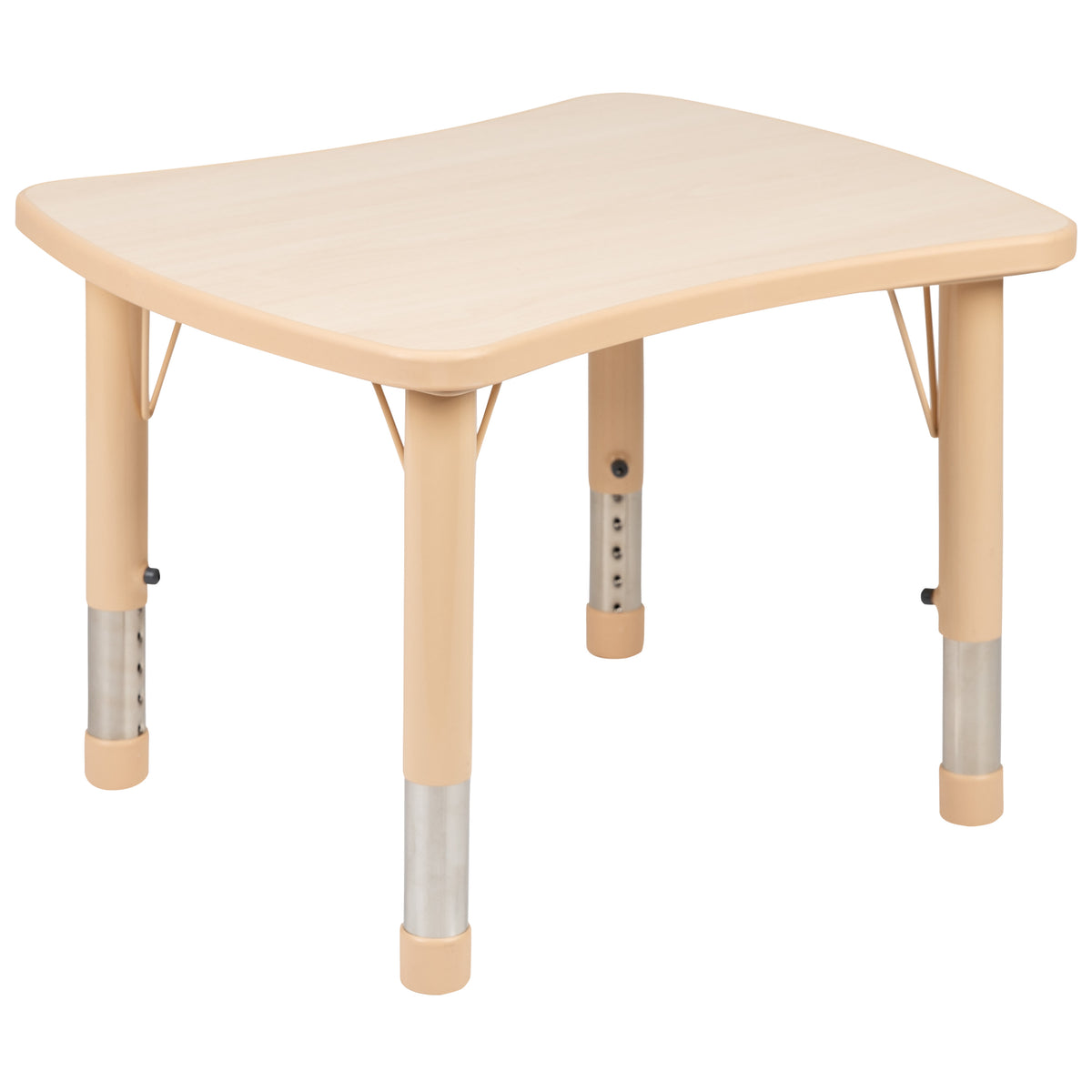 Natural |#| 21.875inchW x 26.625inchL Natural Plastic Adjustable Activity Table-School Table for 4