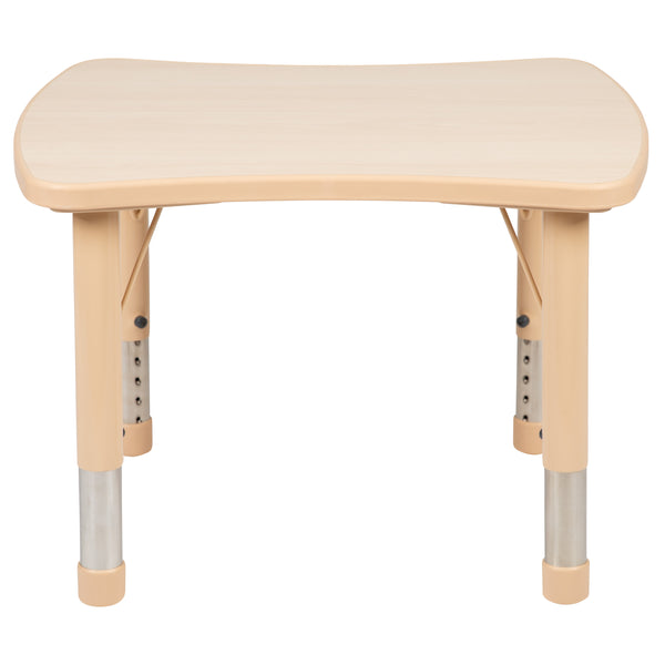Natural |#| 21.875inchW x 26.625inchL Natural Plastic Adjustable Activity Table-School Table for 4