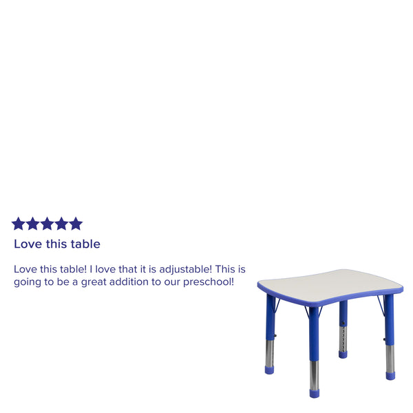 Blue |#| 21.875inchW x 26.625inchL Rectangular Blue Plastic Activity Table with Grey Top