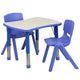 Blue |#| 21.875inchW x 26.625inchL Rectangular Blue Plastic Activity Table Set with 2 Chairs