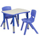 Blue |#| 21.875"W x 26.625"L Rectangular Blue Plastic Activity Table Set with 2 Chairs