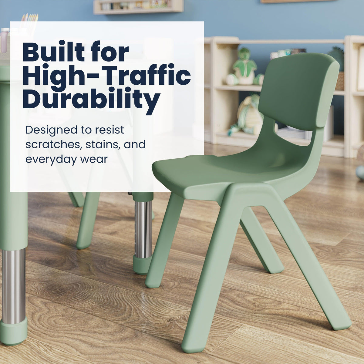 Light Gray Woodgrain/Sage |#| 2 PC Plastic Activity Table and 2 Chairs Set, 10.5"Seat Height-Sage