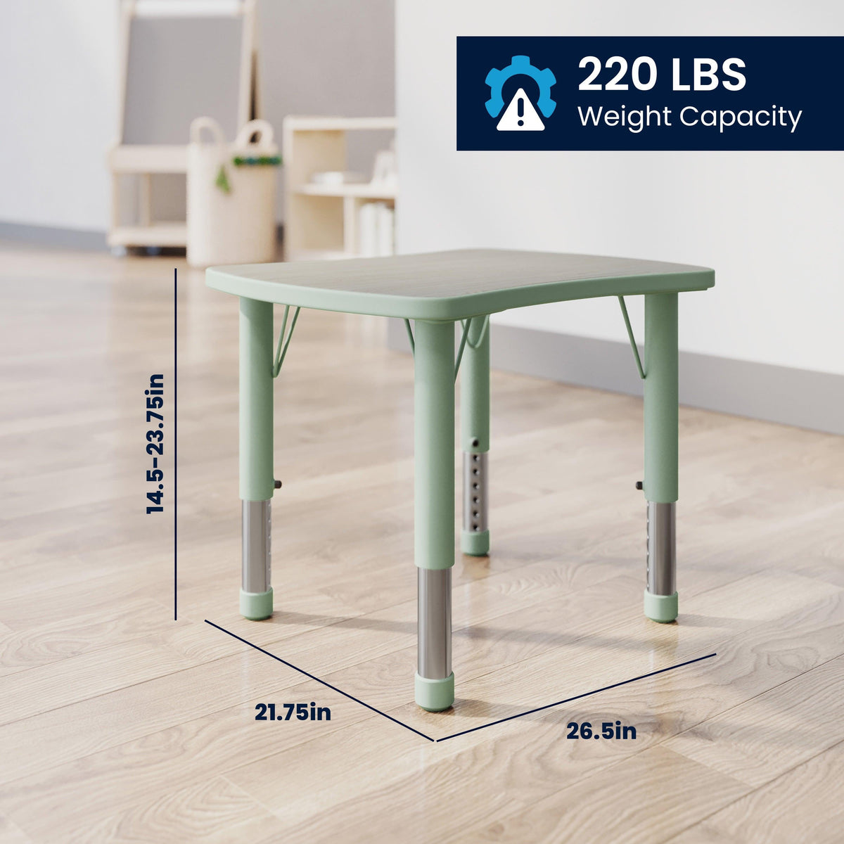 Light Gray Woodgrain/Sage |#| 2 PC Plastic Activity Table and 2 Chairs Set, 10.5"Seat Height-Sage