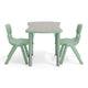 Light Gray Woodgrain/Sage |#| 2 PC Plastic Activity Table and 2 Chairs Set, 10.5"Seat Height-Sage
