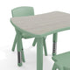Light Gray Woodgrain/Sage |#| 2 PC Plastic Activity Table and 2 Chairs Set, 10.5"Seat Height-Sage