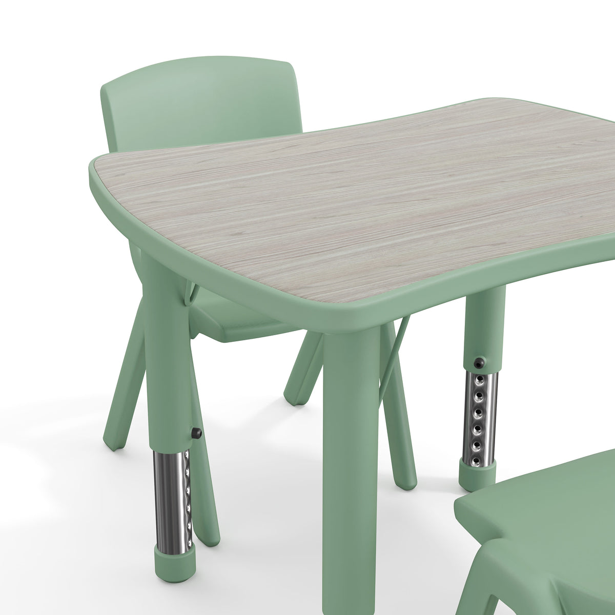 Light Gray Woodgrain/Sage |#| 2 PC Plastic Activity Table and 2 Chairs Set, 10.5"Seat Height-Sage