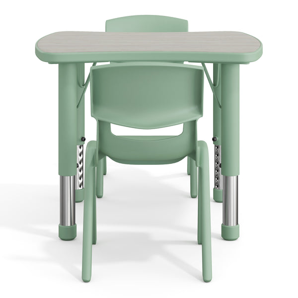 Light Gray Woodgrain/Sage |#| 2 PC Plastic Activity Table and 2 Chairs Set, 10.5"Seat Height-Sage