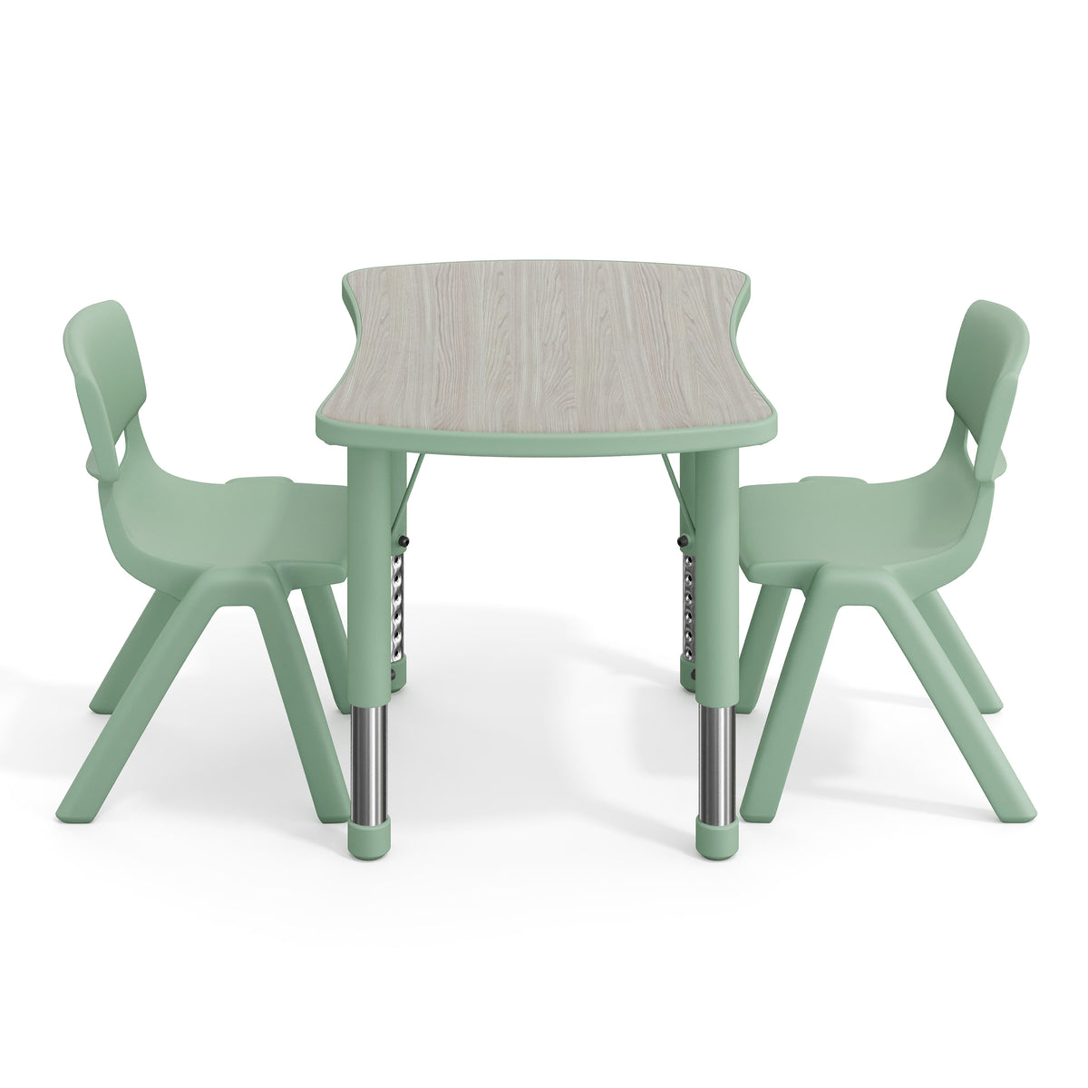 Light Gray Woodgrain/Sage |#| 2 PC Plastic Activity Table and 2 Chairs Set, 10.5"Seat Height-Sage