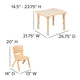 Natural |#| 21.875"W x 26.625"L Rectangle Natural Plastic Activity Table Set with 2 Chairs