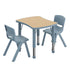 Natural Woodgrain/Dusty Blue |#| 2 PC Plastic Activity Table and 2 Chairs Set, 10.5"Seat Height-Dusty Blue