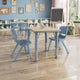 Natural Woodgrain/Dusty Blue |#| 2 PC Plastic Activity Table and 2 Chairs Set, 10.5"Seat Height-Dusty Blue