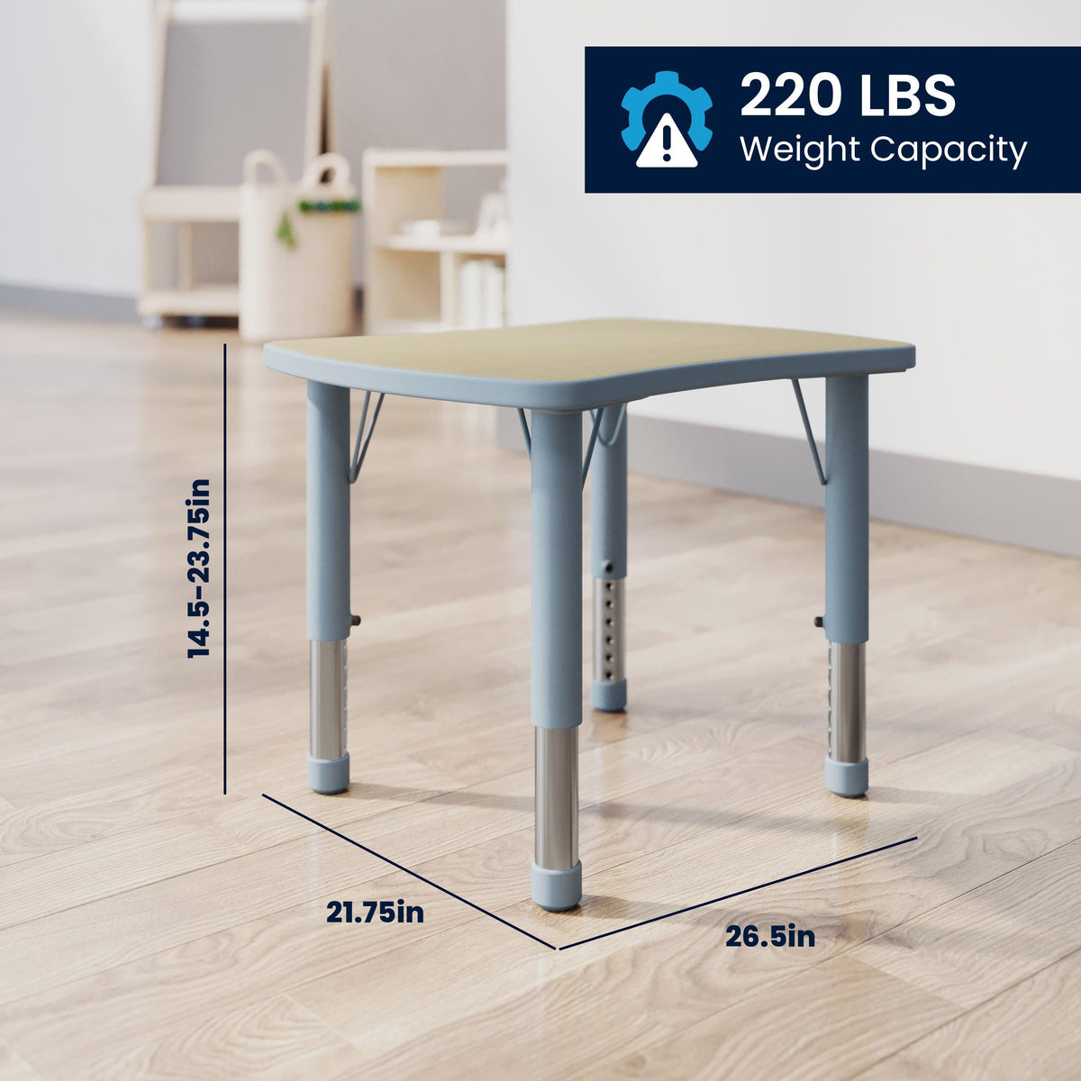 Natural Woodgrain/Dusty Blue |#| 2 PC Plastic Activity Table and 2 Chairs Set, 10.5"Seat Height-Dusty Blue