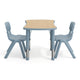 Natural Woodgrain/Dusty Blue |#| 2 PC Plastic Activity Table and 2 Chairs Set, 10.5"Seat Height-Dusty Blue