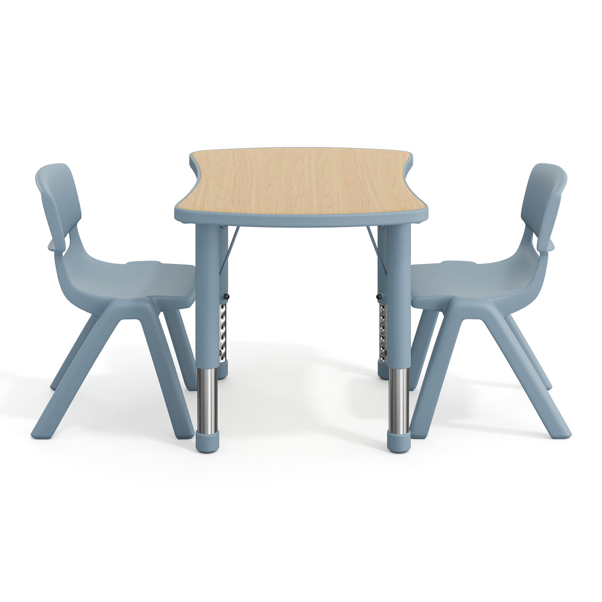 Natural Woodgrain/Dusty Blue |#| 2 PC Plastic Activity Table and 2 Chairs Set, 10.5"Seat Height-Dusty Blue