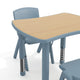 Natural Woodgrain/Dusty Blue |#| 2 PC Plastic Activity Table and 2 Chairs Set, 10.5"Seat Height-Dusty Blue
