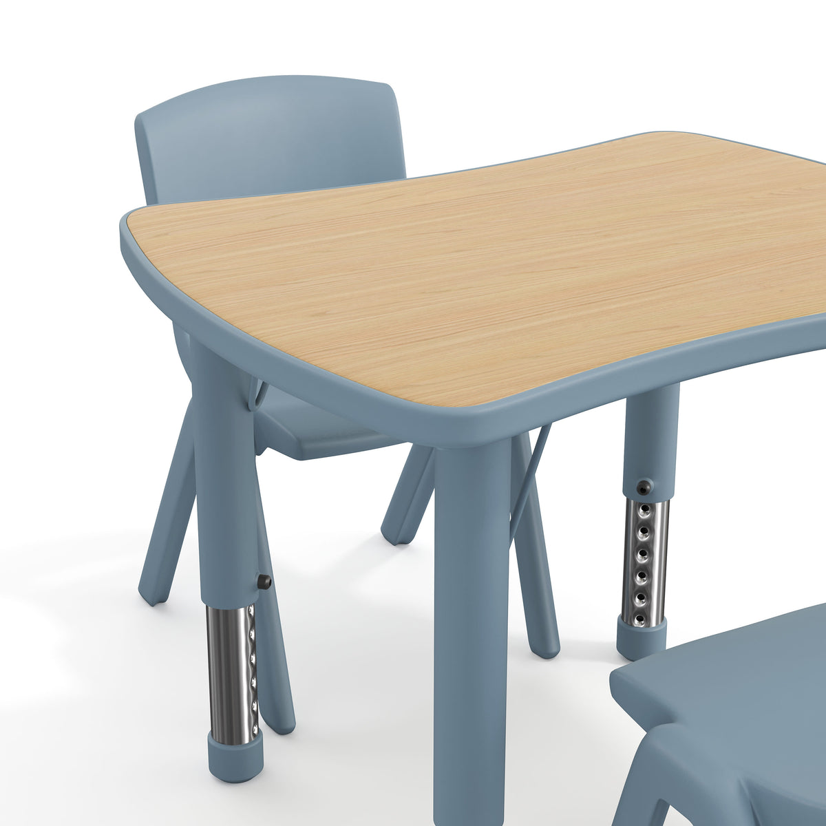 Natural Woodgrain/Dusty Blue |#| 2 PC Plastic Activity Table and 2 Chairs Set, 10.5"Seat Height-Dusty Blue