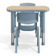 Natural Woodgrain/Dusty Blue |#| 2 PC Plastic Activity Table and 2 Chairs Set, 10.5"Seat Height-Dusty Blue