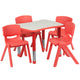 Red |#| 21.875inchW x 26.625inchL Rectangular Red Plastic Activity Table Set with 4 Chairs