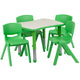 Green |#| 21.875inchW x 26.625inchL Rectangular Green Plastic Activity Table Set with 4 Chairs