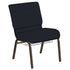 21''W Church Chair in Old World Fabric with Book Rack - Gold Vein Frame