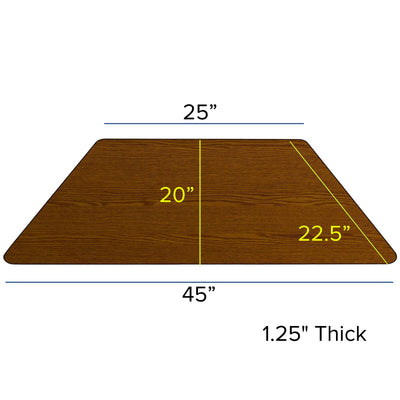 22.5''W x 45''L Trapezoid HP Laminate Activity Table - Adjustable Legs - View 2