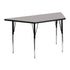 Gray Top/Black Frame |#| 22.5"W x 45"L Trapezoid Grey HP Laminate Activity Table - Height Adjustable Legs