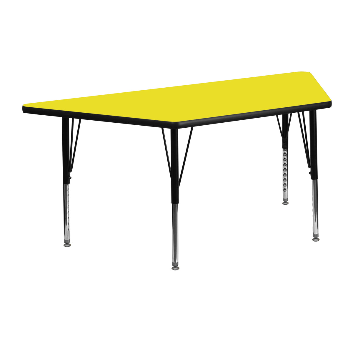 Yellow |#| 22.5inchW x 45inchL Trapezoid Yellow HP Laminate Adjustable Leg Activity Table