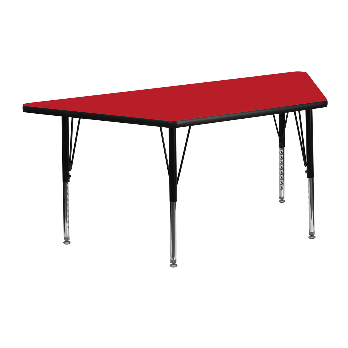 Red |#| 22.5inchW x 45inchL Trapezoid Red HP Laminate Activity Table - Height Adjustable Legs