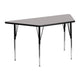 Gray |#| 22.5inchW x 45inchL Trapezoid Grey HP Laminate Activity Table - Height Adjustable Legs