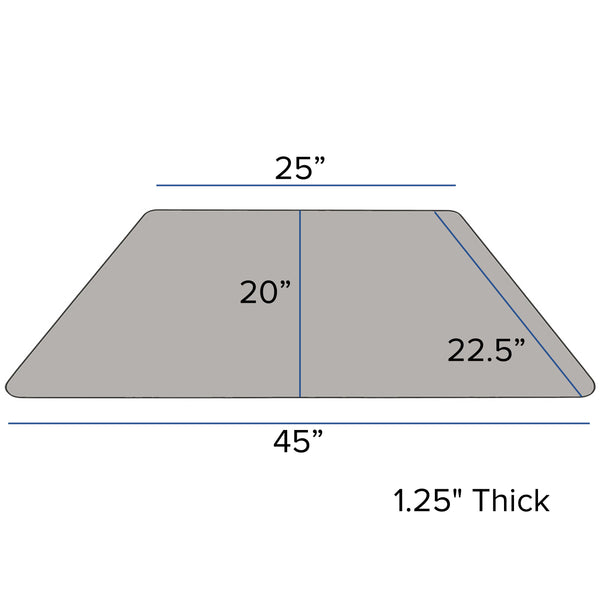 Gray |#| 22.5inchW x 45inchL Trapezoid Grey HP Laminate Activity Table - Height Adjustable Legs