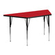 Red |#| 22.5inchW x 45inchL Trapezoid Red HP Laminate Activity Table - Height Adjustable Legs