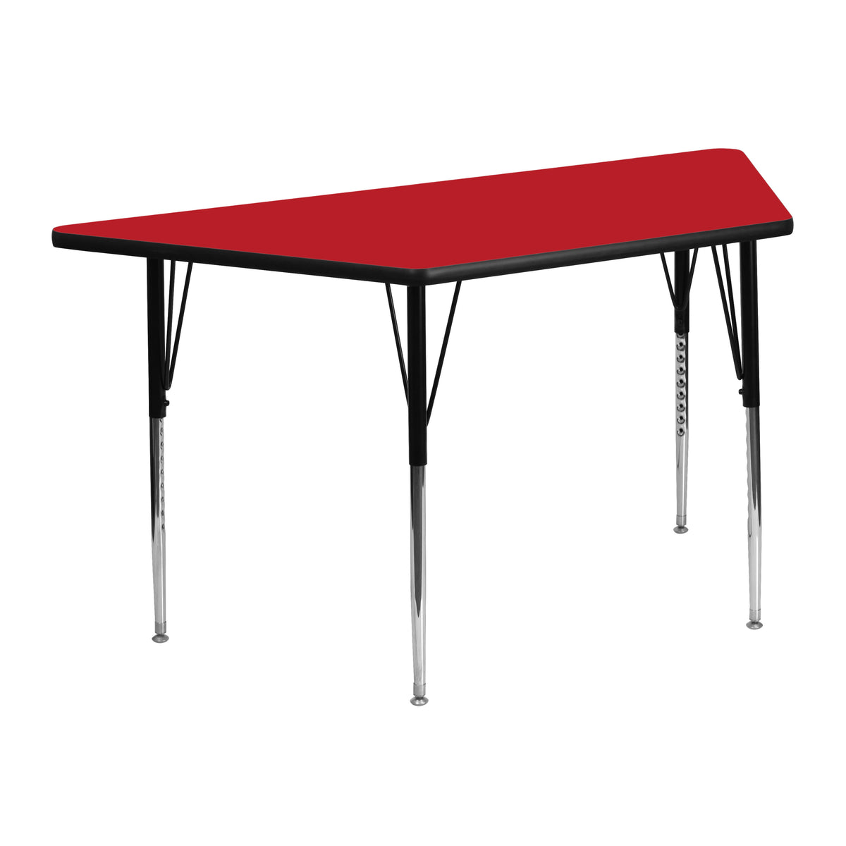 Red |#| 22.5inchW x 45inchL Trapezoid Red HP Laminate Activity Table - Height Adjustable Legs