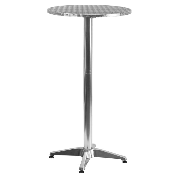 Aluminum |#| 23.25inch Round Aluminum Indoor-Outdoor Bar Height Table with Flip-Up Table