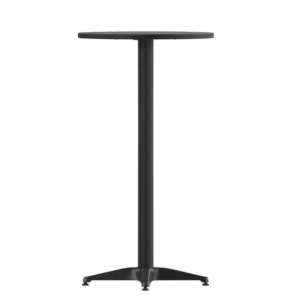 Black |#| 23.25inch Round Aluminum Indoor-Outdoor Bar Height Table with Flip-Up Table - Black